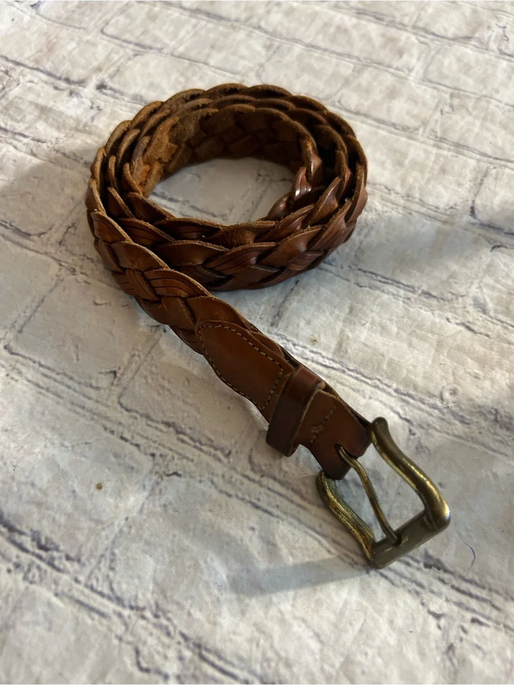 ELITE VTG GOLD METALLIC SKIN PRINT AND EDDIE BAUER BROWN LEATHER BRAIDED BELTS